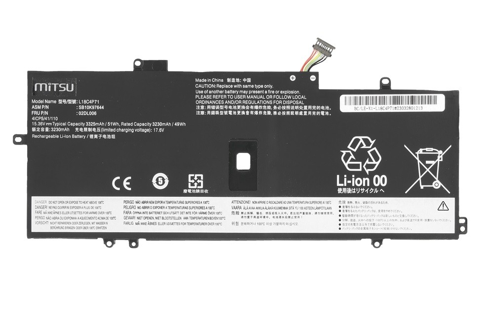 Baterija za Lenovo ThinkPad X1 Yoga 4/5, Carbon 7/8, 3325 mAh 2