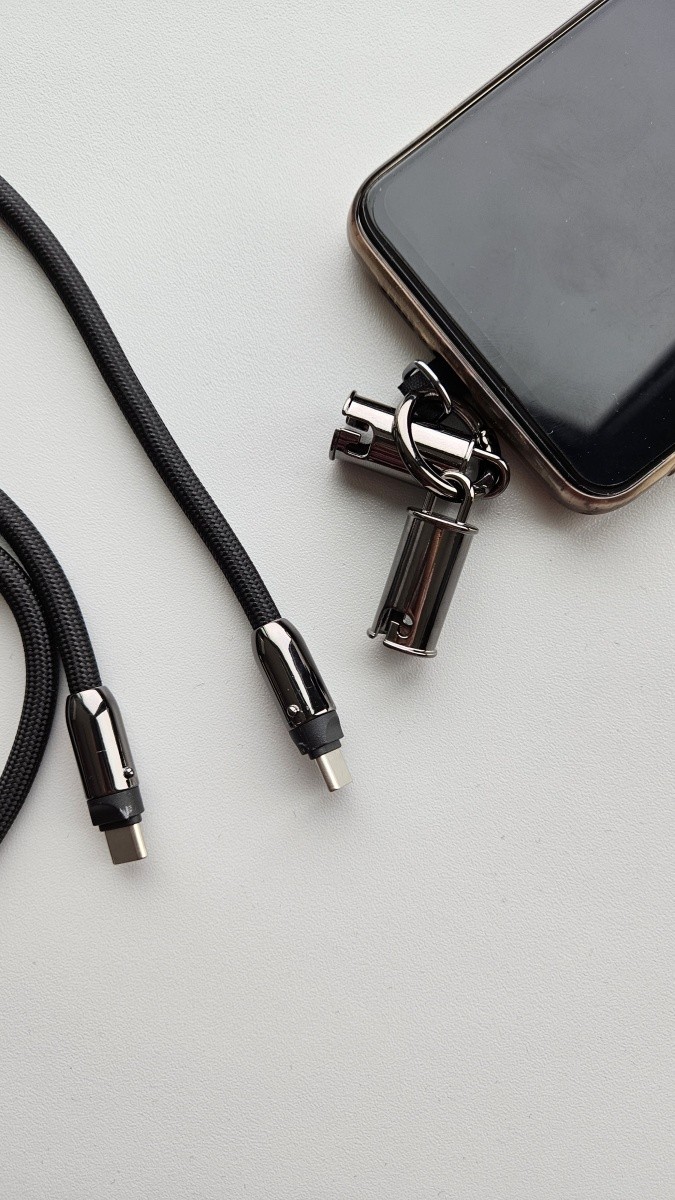 Kabel 2v1 USB-C s paščkom, 1m, črn 3
