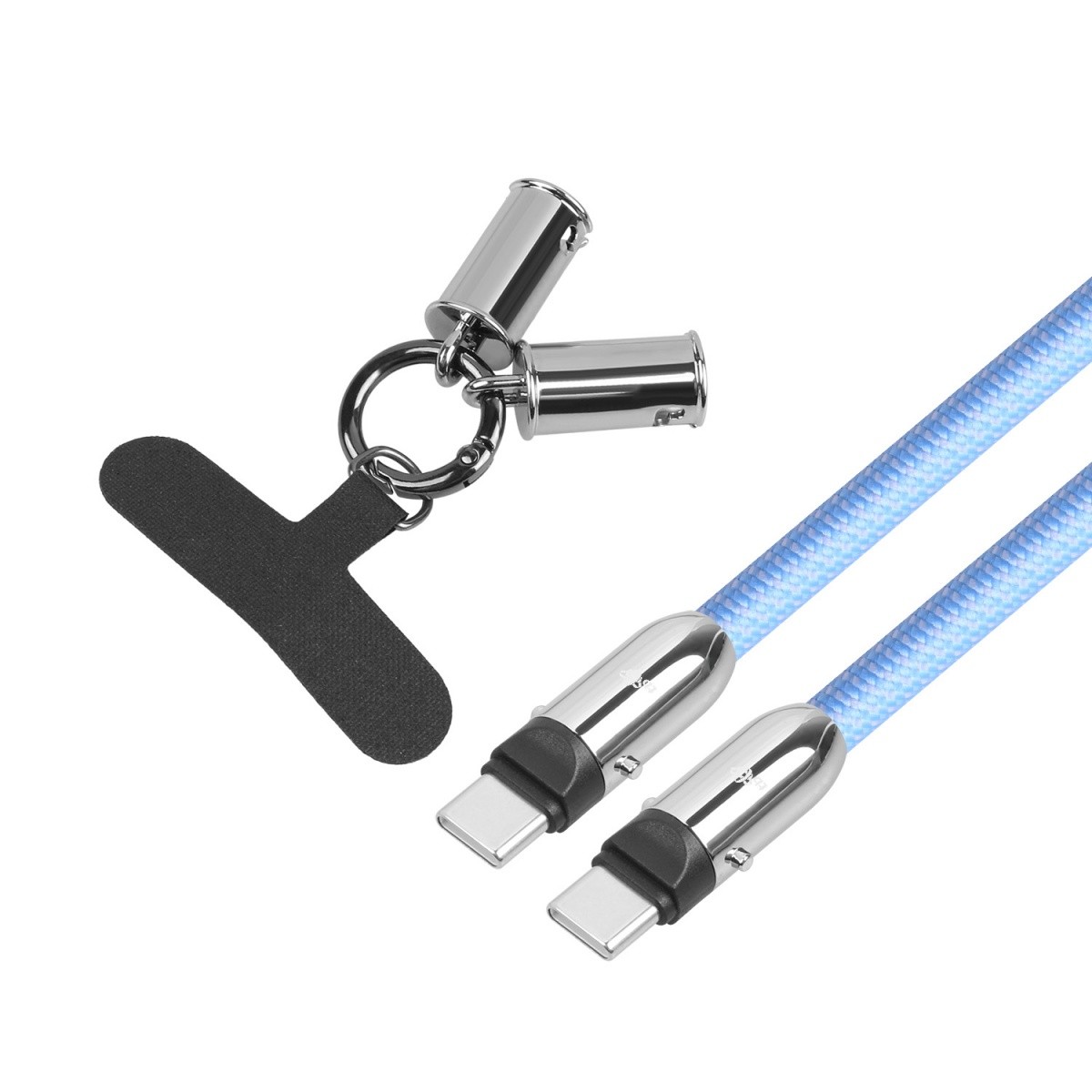 Kabel 2v1 USB-C s paščkom, 1m, moder