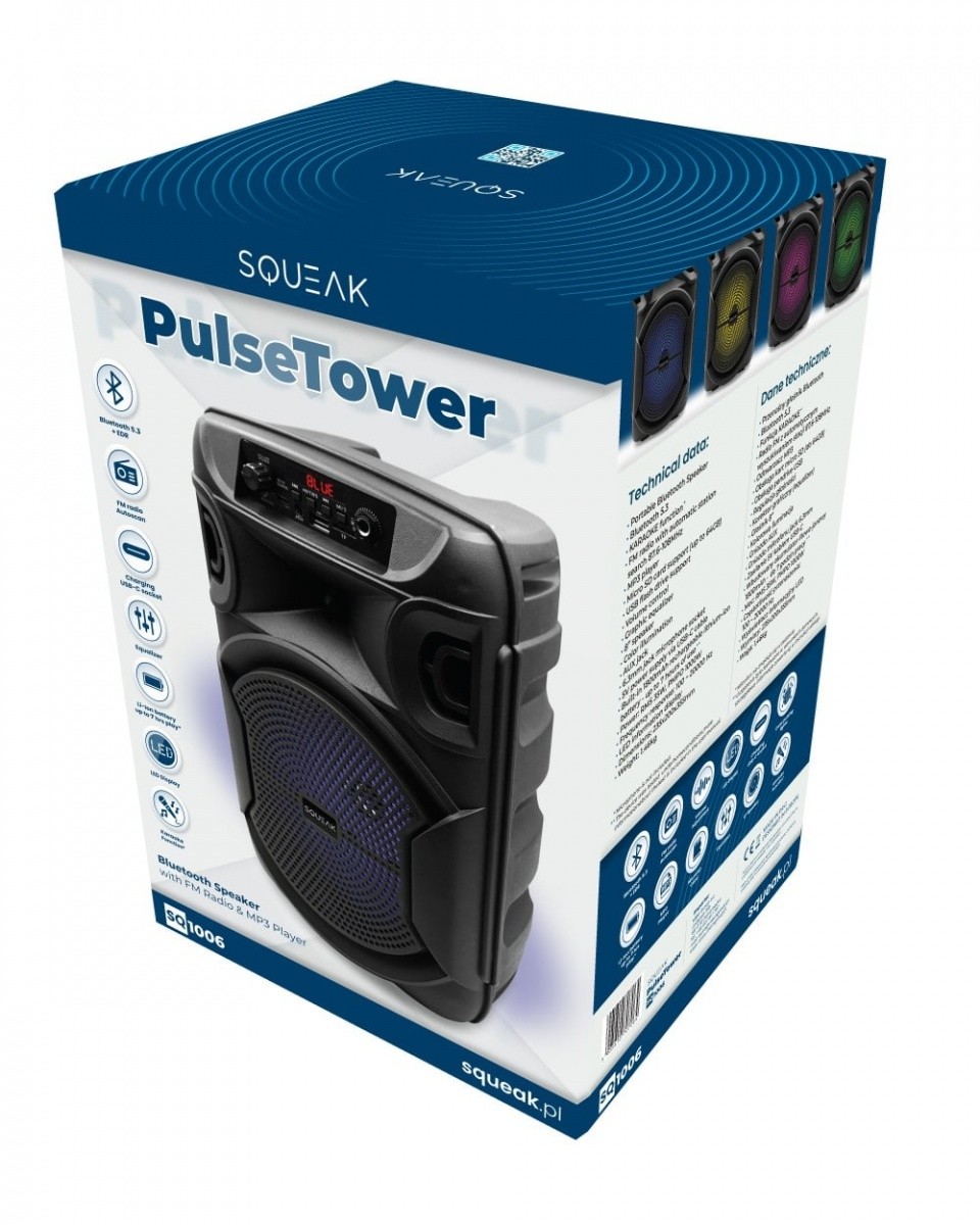 Bluetooth zvočnik SQ1006 PulseTower 1000W s funkcijo Karaoke 4