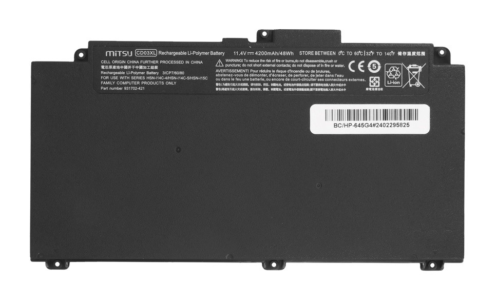 Mitsu Baterija za HP ProBook 645/650 G4/G5, 640/650 G7 (11.4V, 4200mAh) 2