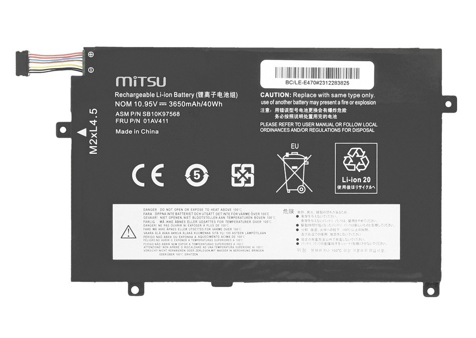 Mitsu Baterija za Lenovo ThinkPad E470/E475 (10.95V, 3650mAh) 2