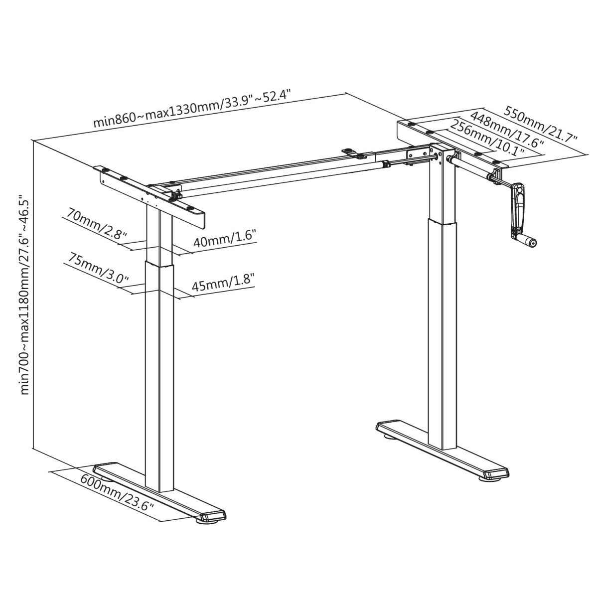 Maclean MC-790NG Ergonomsko pisalniško mizo z nastavljivo višino (do 60kg) - Siva 2