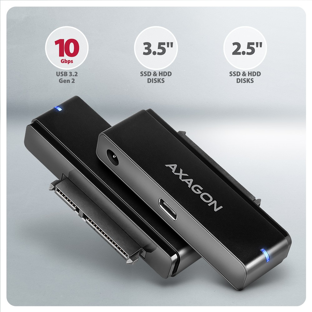 AXAGON ADSA-FPX Adapter USB-C 10Gbps, SATA 6G za 2.5/3.5" SSD/HDD, s napajalcem 2