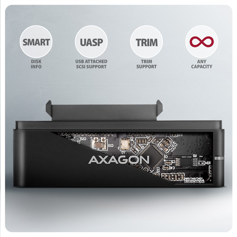 AXAGON ADSA-FPX Adapter USB-C 10Gbps, SATA 6G za 2.5/3.5" SSD/HDD, s napajalcem 4