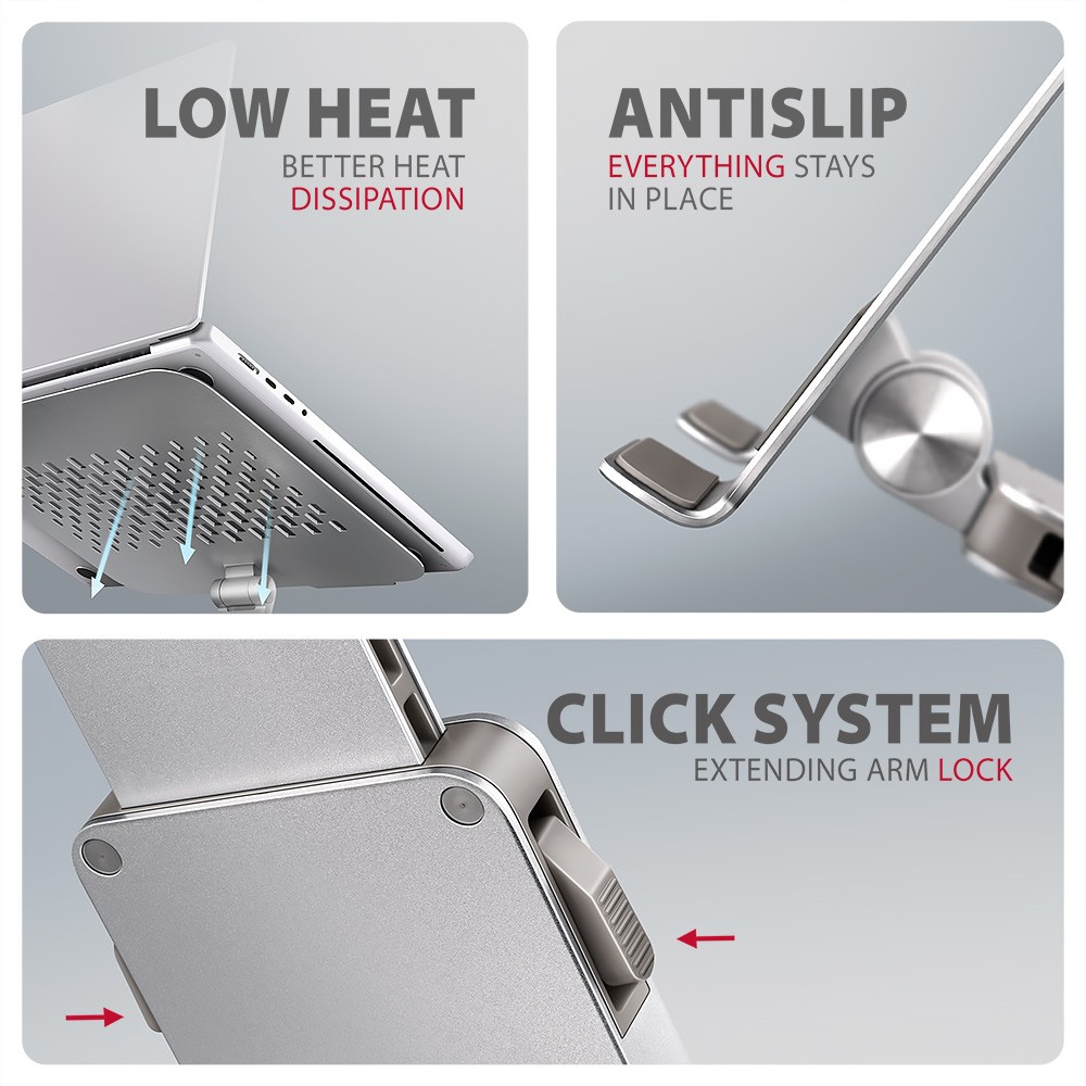 Aluminijasto stojalo za prenosnik STND-LR, 10-17.3" LCD, 360° vrt 5