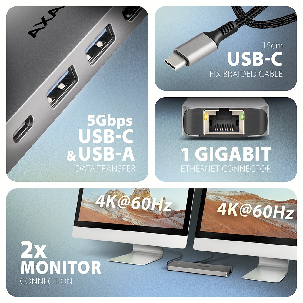 Večfunkcijski USB hub HMC-7HX2, 7 v 1, 4K/60Hz, PD 100W 3