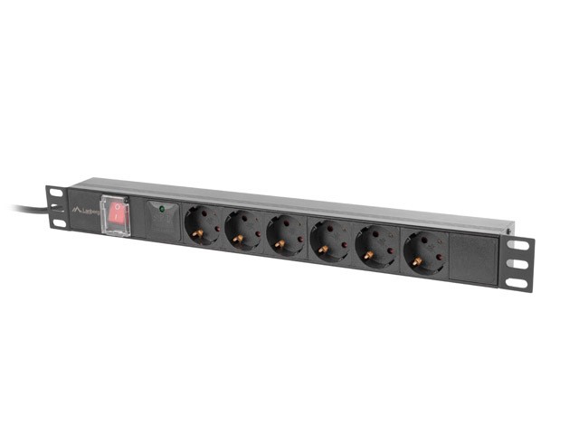 Rack napajalna letev PDU 19" 1U, 6x Shuko, 2m 2