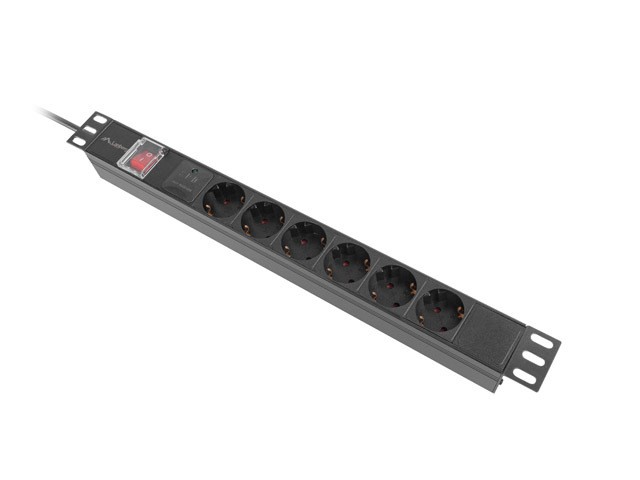 Rack napajalna letev PDU 19" 1U, 6x Shuko, 2m 3