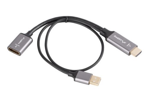 Adapter HDMI (M) na DisplayPort (F) 4K na kablu 20 cm srebrn 3