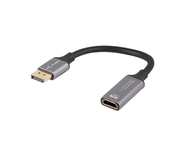 Adapter Lanberg Displayport (M) na HDMI (F), 8K, 20 cm, srebrn