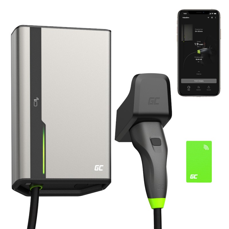 Polnilna postaja HabuDen Wallbox 22kW, NFC/RFID, kabel 7,5m Typ 2