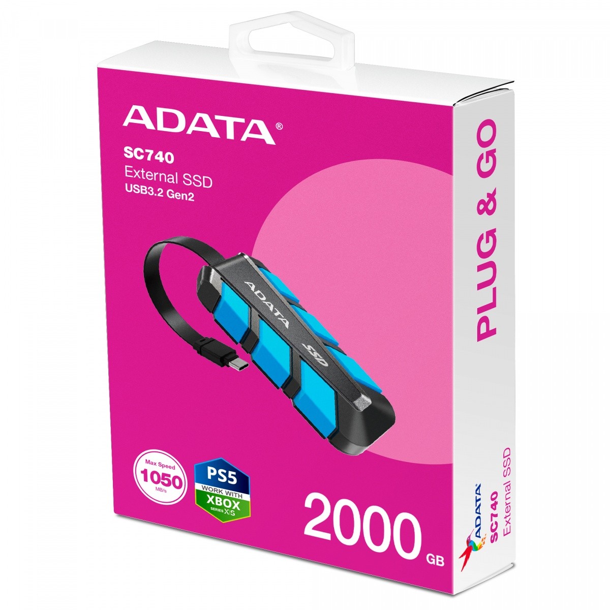 Zunanji SSD disk SC740 2TB, U3.2C, modre barve 2