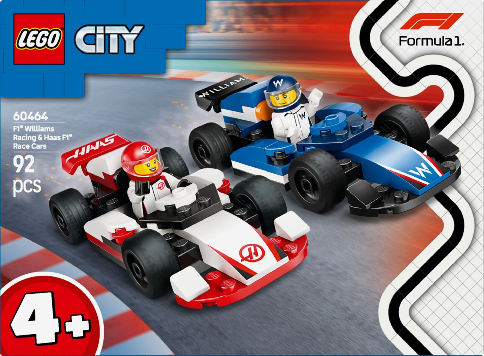 Gradbeni bloki City 60464, dirkalnika Williams Racing in Haas F1 3