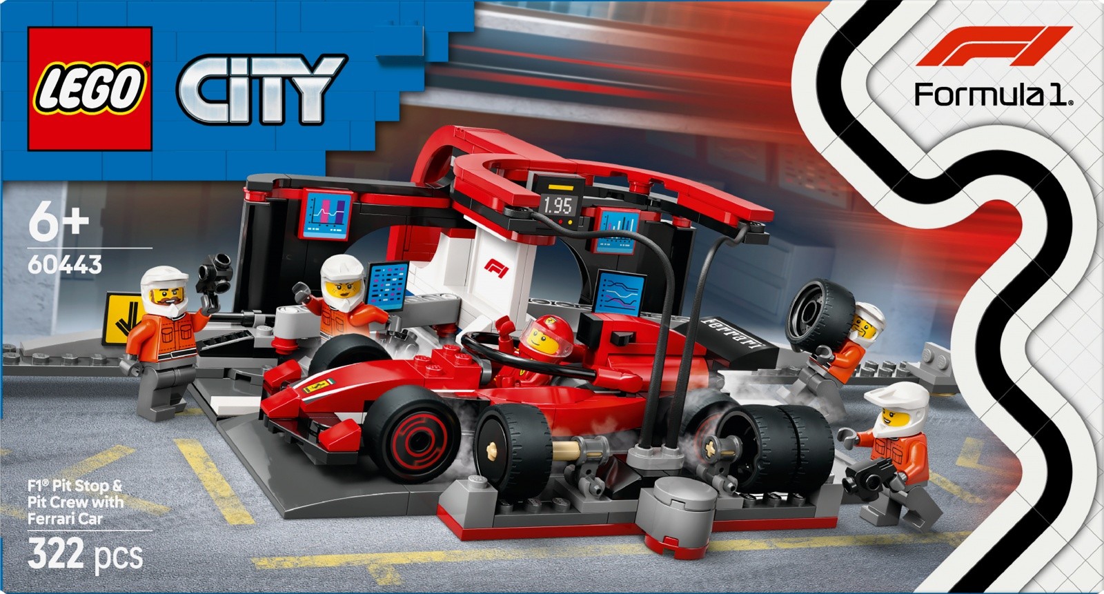 LEGO City 60443 F1 Pit stop z dirkalnikom Ferrari 3