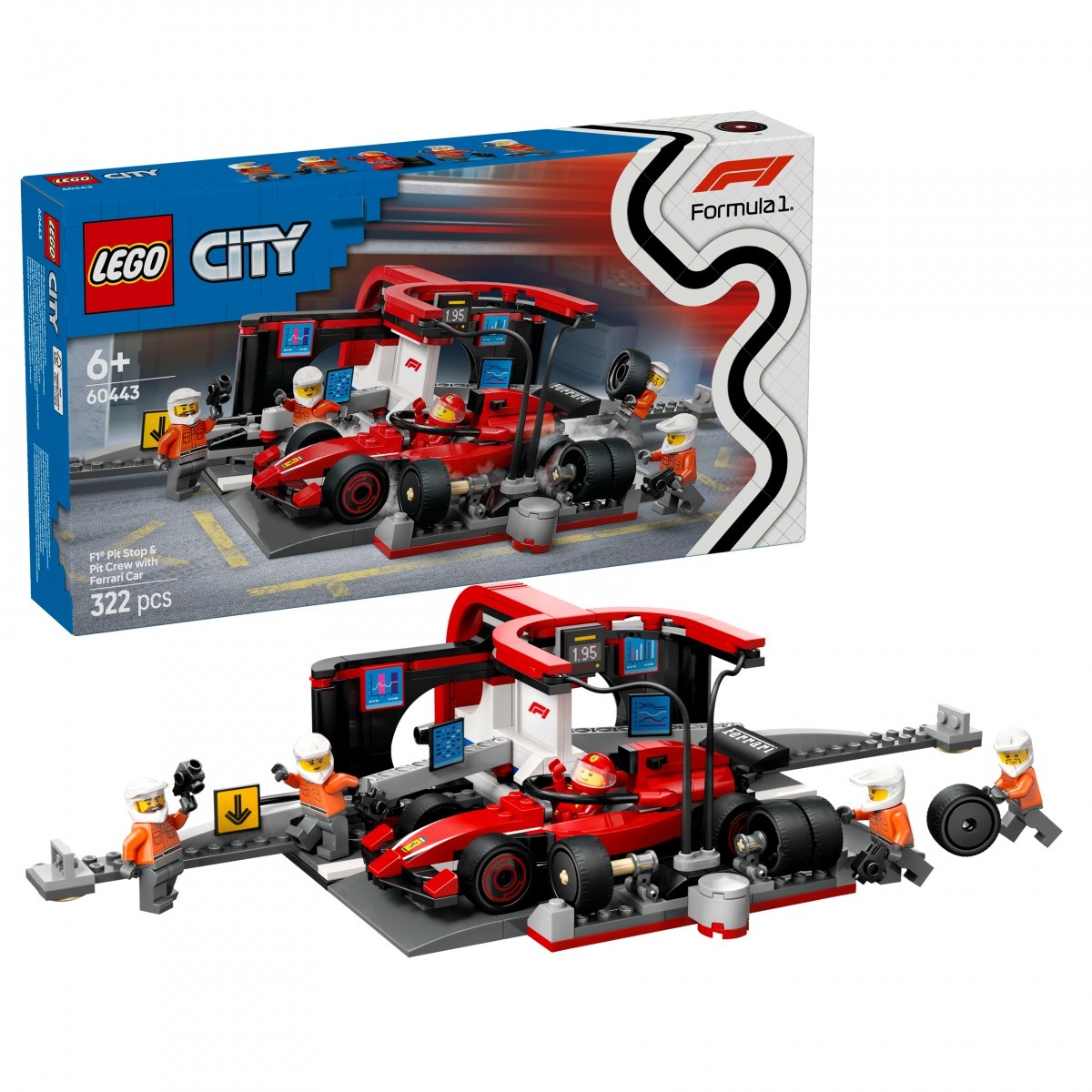 LEGO City 60443 F1 Pit stop z dirkalnikom Ferrari 4