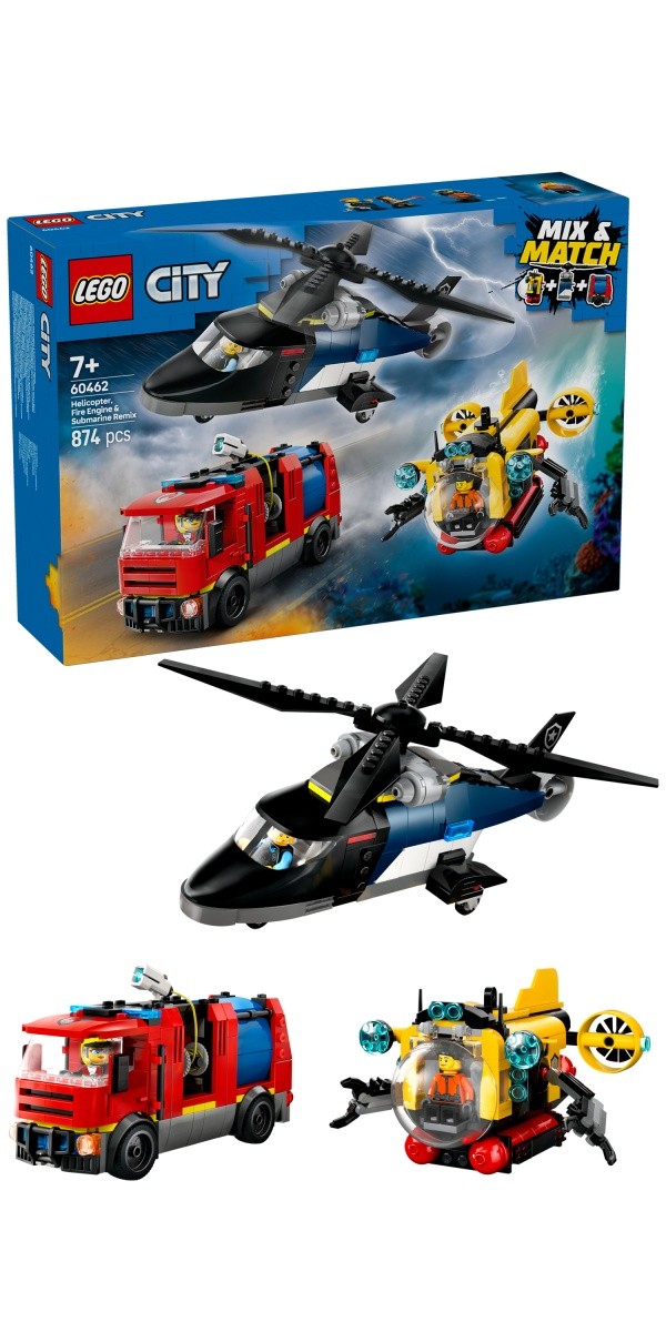Gradbeni bloki City 60462, helikopter, gasilski tovornjak in čoln 3