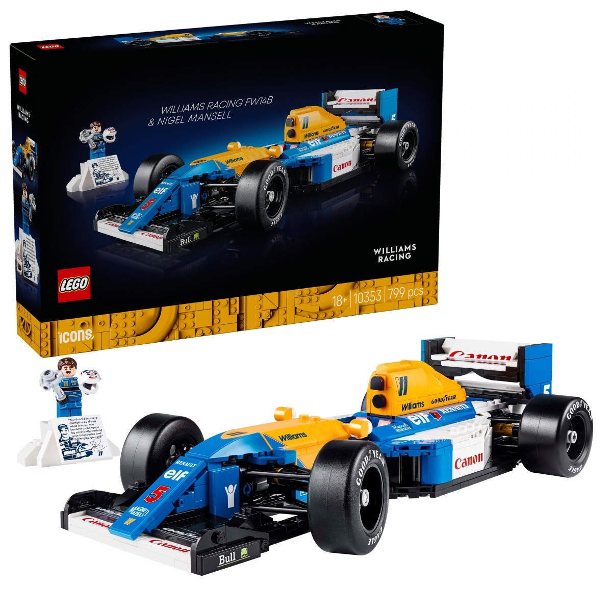 Gradbeni bloki Icons 10353 Williams Racing FW14B & Nigel Mansell 4