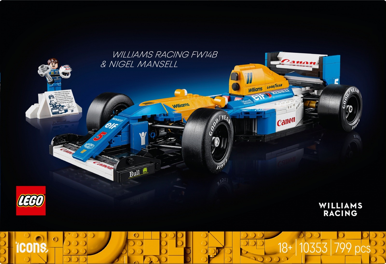 Gradbeni bloki Icons 10353 Williams Racing FW14B & Nigel Mansell 5