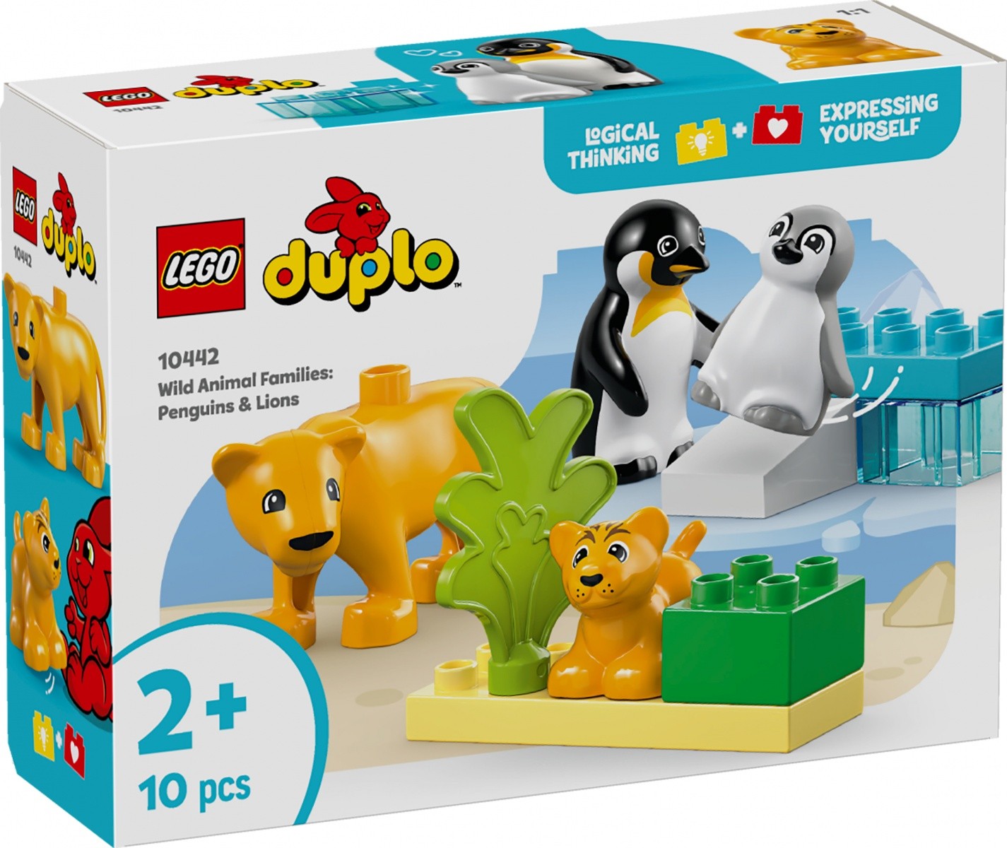 LEGO DUPLO 10442 Divje živali: Pingvini in Lvi, kocke za malčke