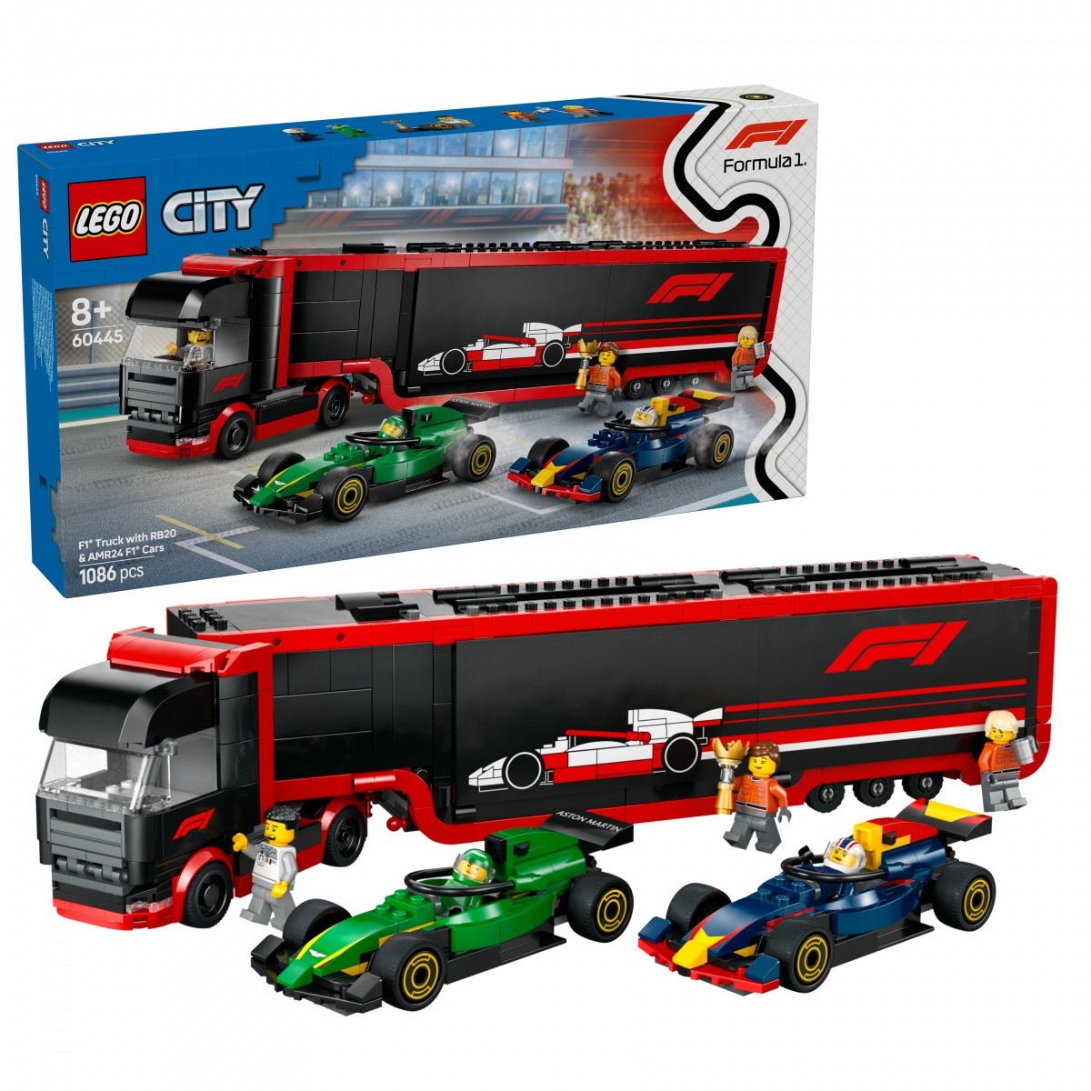 Kocke City 60445 Tovornjak F1 z dirkalnikoma RB20 in AMR24 4