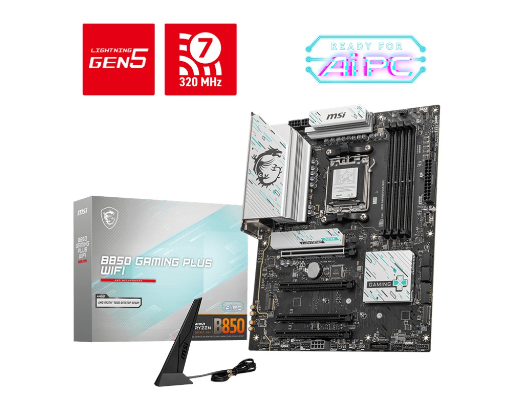 MSI matična plošča B850 GAMING PLUS WIFI7, AM5, 4DDR5, ATX