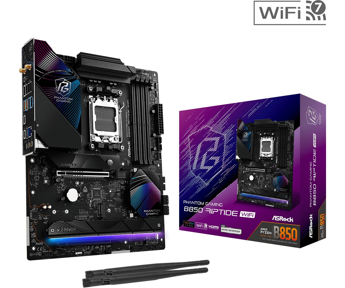 Matična plošča ASRock B850 Phantom Gaming Riptide WiFi, AM5, ATX, 4x DDR5