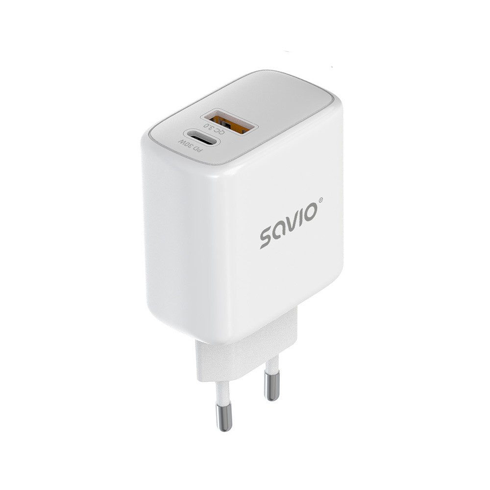 Polnilnik LA-10 30W Quick Charge Power Delivery 3.0, bel + kabel 3