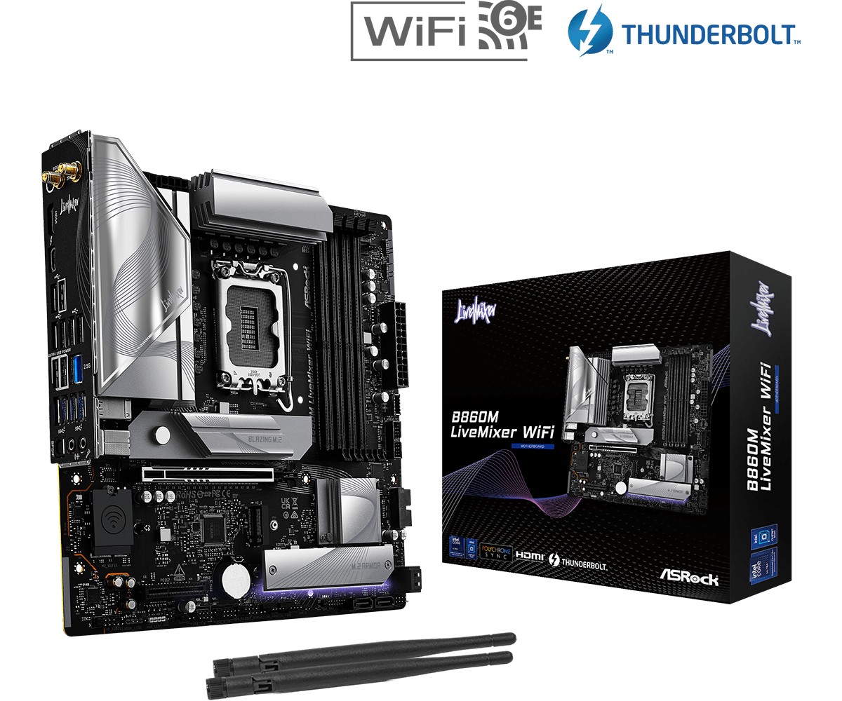 Matična plošča B860M LIVEMIXER WIFI s1 851, 4xDDR5, mATX