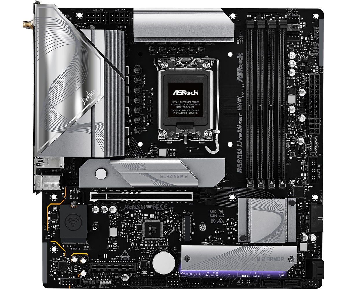 Matična plošča B860M LIVEMIXER WIFI s1 851, 4xDDR5, mATX 2