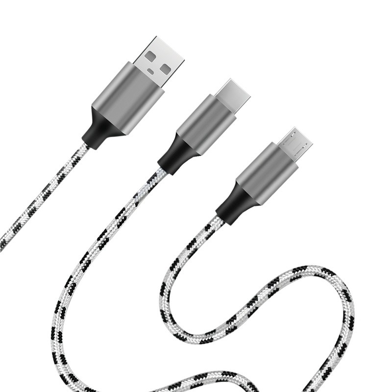 USB kabel A/M do Micro USB + USB-C, 1.2m 3