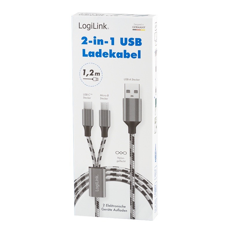 USB kabel A/M do Micro USB + USB-C, 1.2m 8