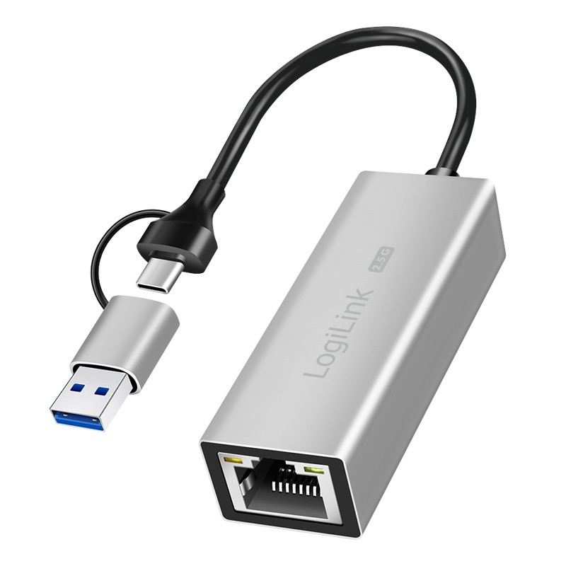 Adapter USB-A/USB-C na 2.5G Ethernet, siv
