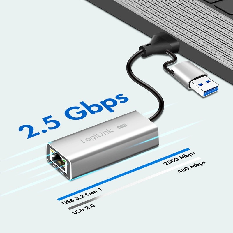 Adapter USB-A/USB-C na 2.5G Ethernet, siv 2