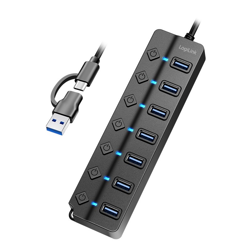 USB Hub 3.2 Gen1, 7xUSB-A, s stikali 2