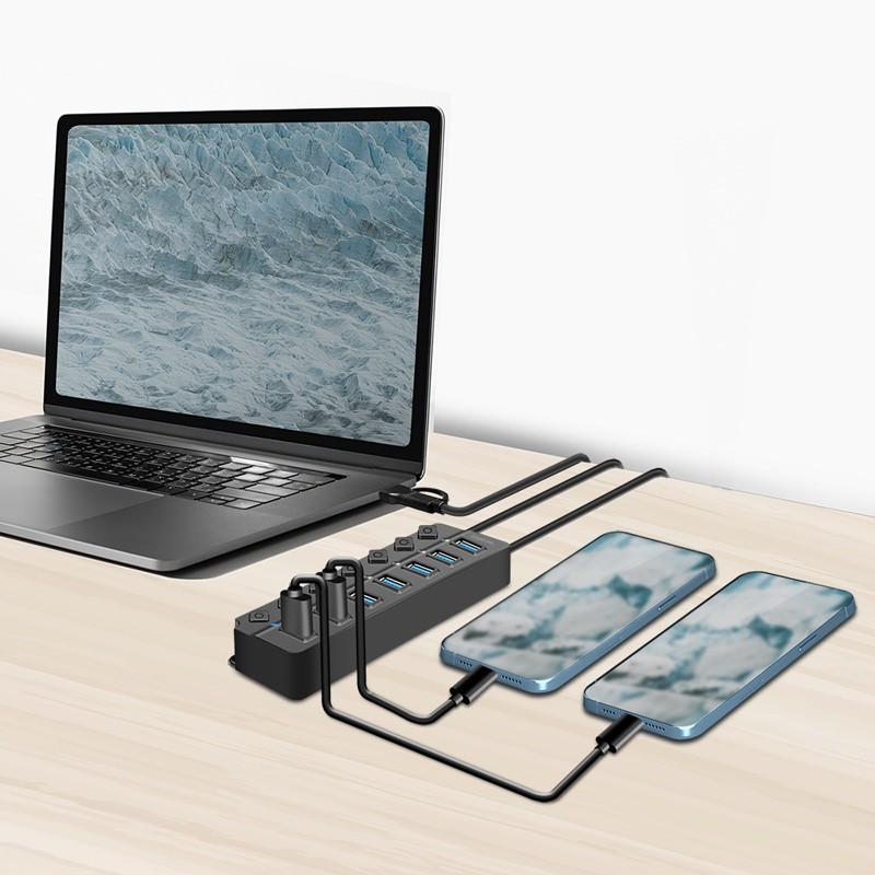 USB Hub 3.2 Gen1, 7xUSB-A, s stikali 4