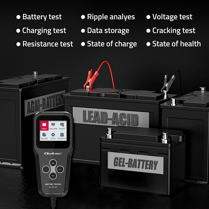 Digitalni tester akumulatorjev 3v1 z LCD (6V, 12V, 24V) 7