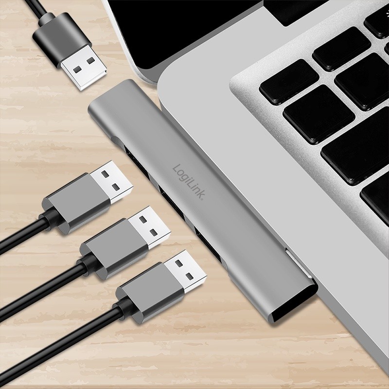 LogiLink tanek USB-A hub: 1x USB 3.0, 3x USB 2.0 4