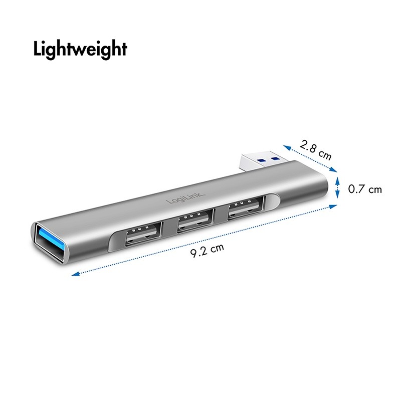 LogiLink tanek USB-A hub: 1x USB 3.0, 3x USB 2.0 6