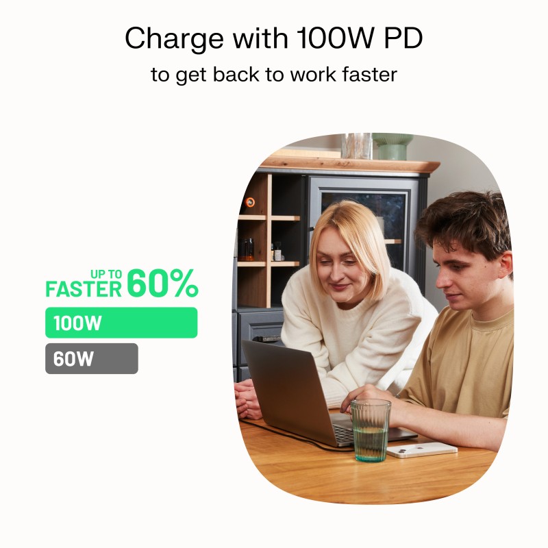 USB-C PowerStream kabel, 100W, 1.2m, bel 5