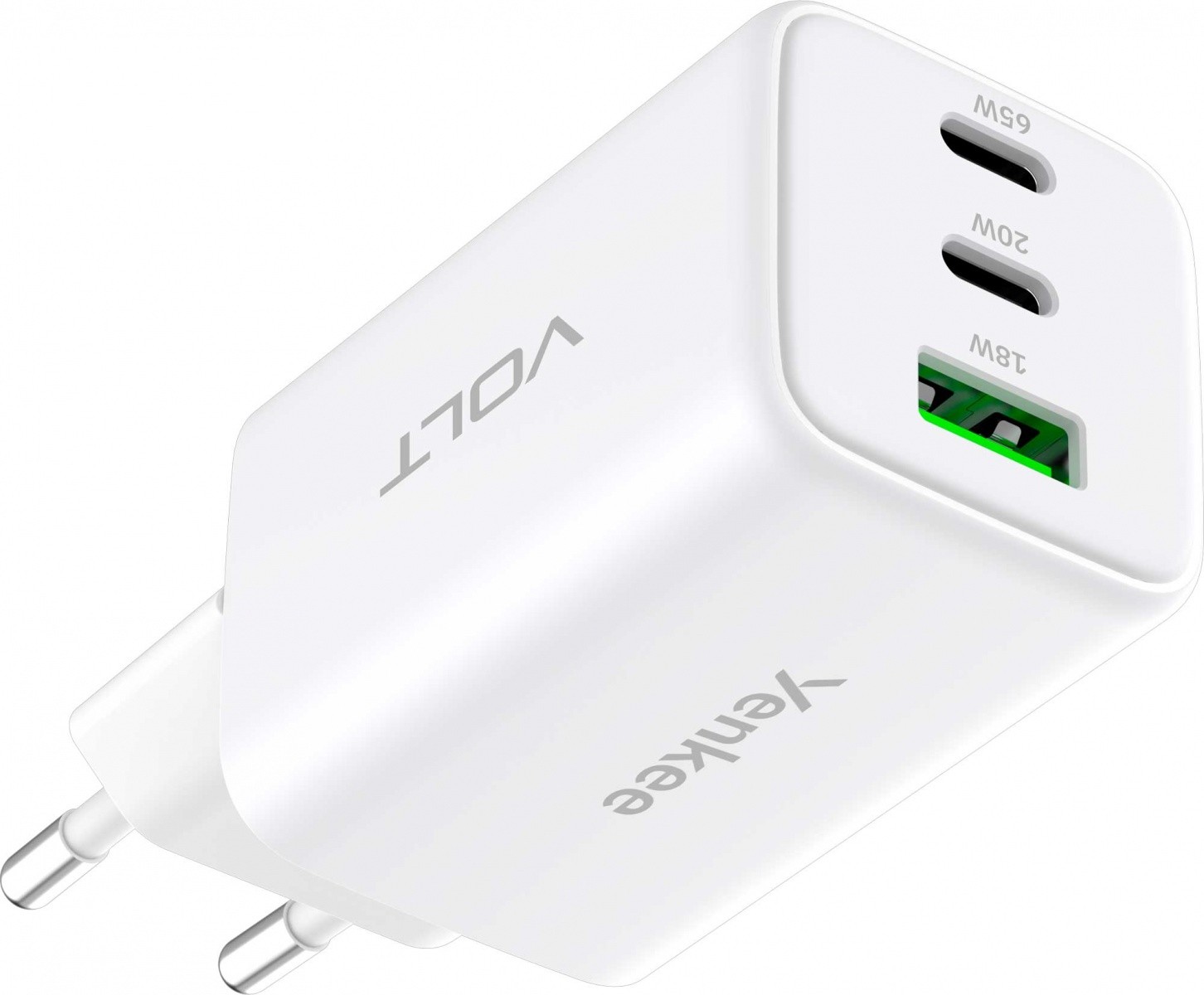 Stenski polnilnik 3xUSB 65W, PD 3.0, QC 4.0 4