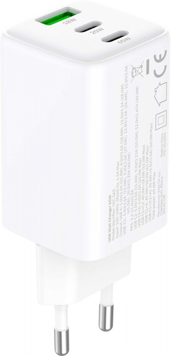 Stenski polnilnik 3xUSB 65W, PD 3.0, QC 4.0 6