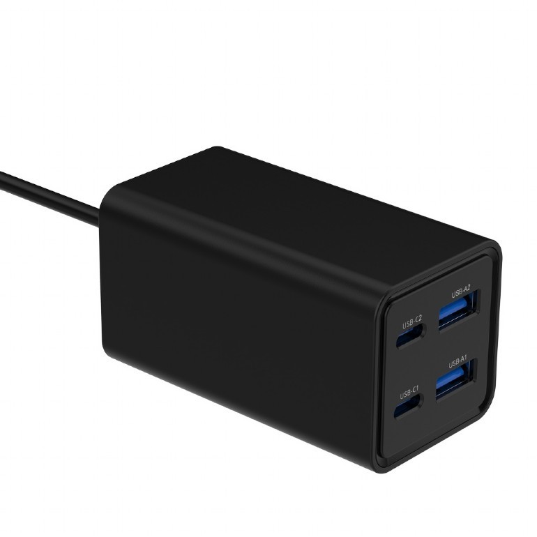 Univerzalni polnilnik 65W GaN, 2xUSB-A, 2xUSB-C, črn 3