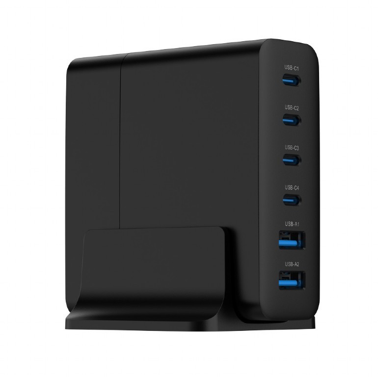 Univerzalni polnilnik Gembird GaN 75W, 2x USB-A, 4x USB-C, črn 2
