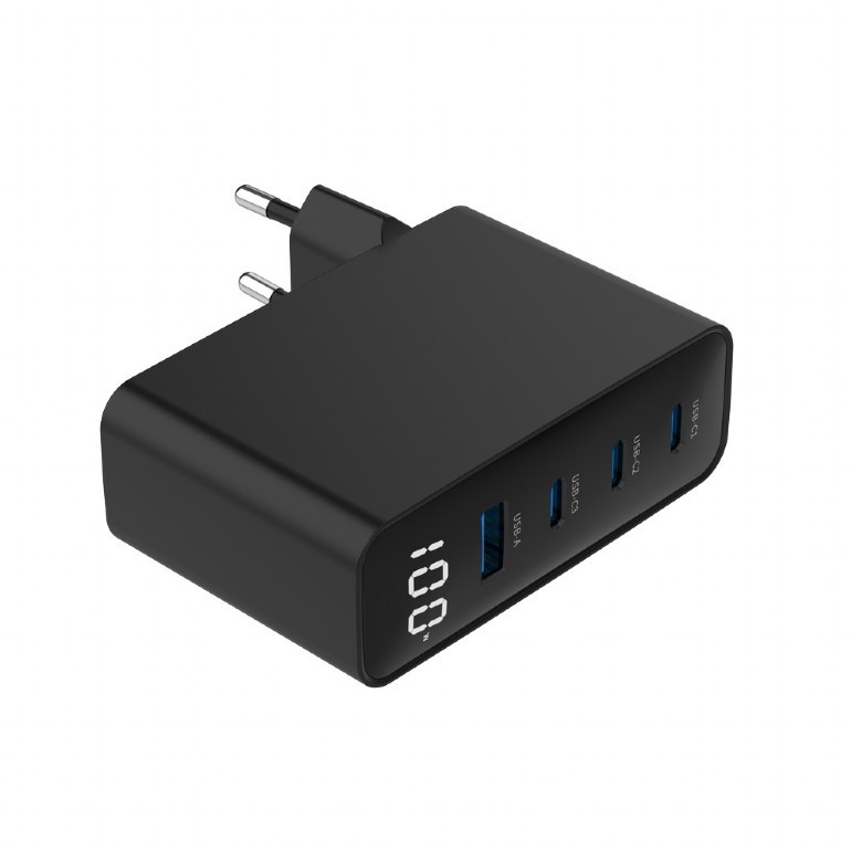 Univerzalni polnilnik 100W GaN, 1xUSB-A, 3xUSB-C, LCD, črn 4