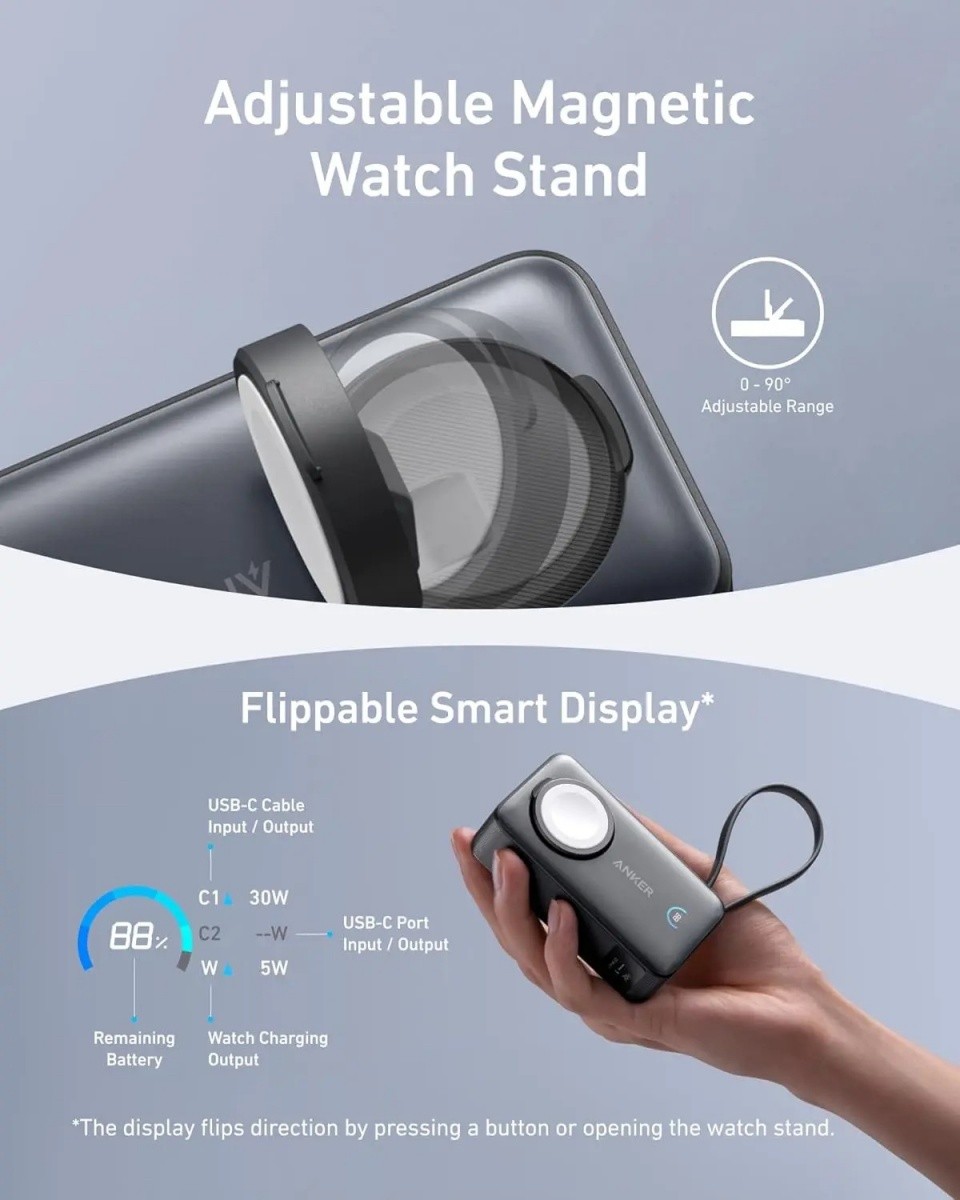 Anker Powerbank za Apple Watch MagGo 10000mAh, črna 5