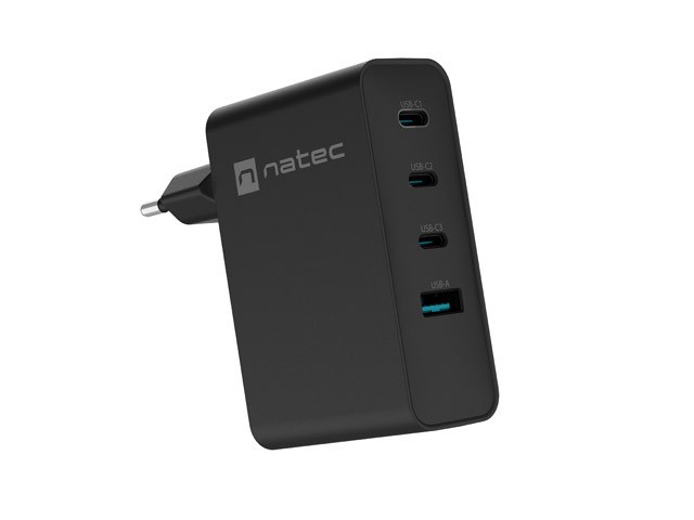 Napajalnik Ribera GAN 100W, 3xUSB-C + 1x USB-A, črn