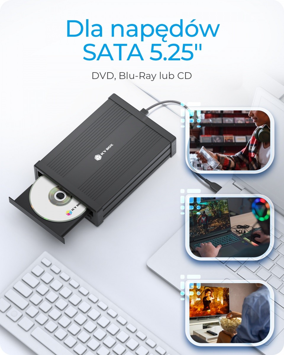 Ohišje za DVD/Blu-ray pogon 5,25" SATA, črno 2