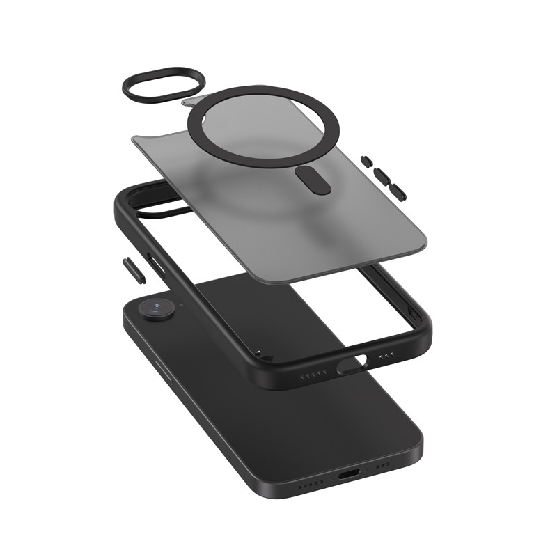 Hybrid Frost MAG Zaščitna ovitek za iPhone 17e / 16e MagSafe, črn 2