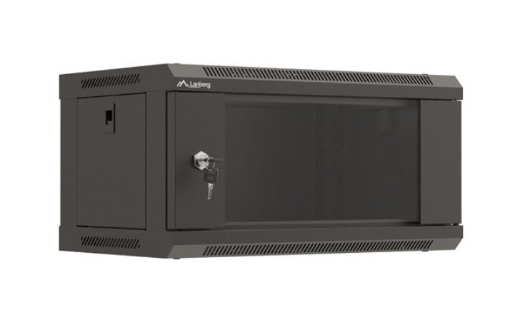Lanberg Rack omara 19" 4U, 540x350mm, črna, s steklenimi vrati